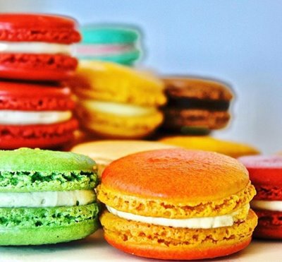 Pile of multi-colored French macarons from Beachwalk Cafe