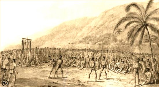 Etching of the Makahiki Games