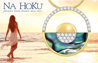 Authentic Hawaiian jewelry pendant with diamonds shaped like the sunset