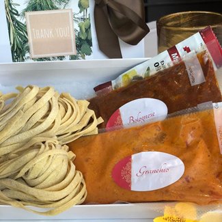 Pasta noodles & 2 packs of sauces in a pre-packed kit from Taormina Sicilian Cuisine in Waikiki