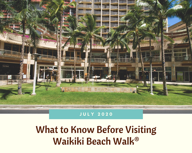 Blog header featuring a wide exterior shot of shops at Waikiki Beach Walk