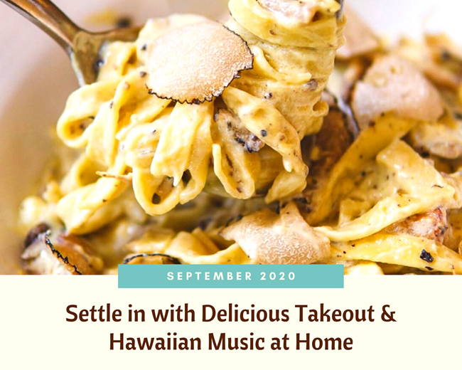 Blog header featuring carbonara pasta topped with truffle flakes from Taormina Sicilian Cuisine in Waikiki