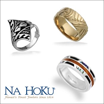 Three different styles of rings for men from Na Hoku Jewelry